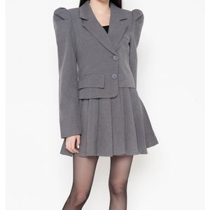 Pleated Hem Long Jacket Dress